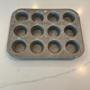 Comet Aluminum Mini Muffin Pan Made in USA Kitchenware Silver Vintage 12 Cup